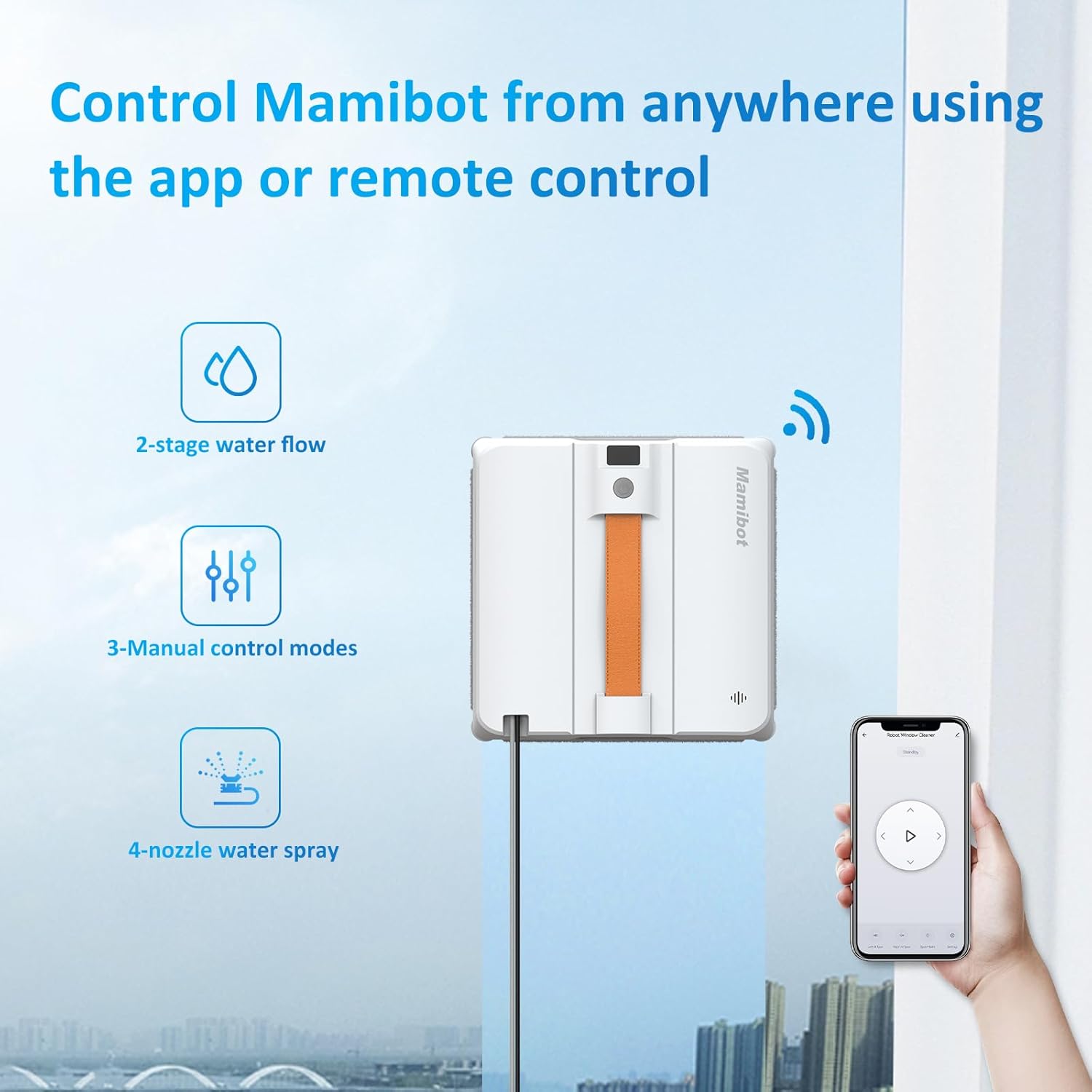 Window Cleaner Robot W120 P Corded 3000 Pa Weiss Mamibot — фото 5