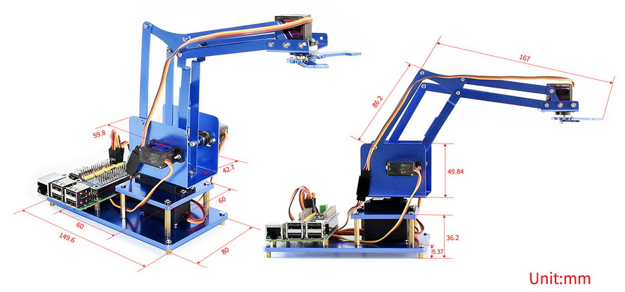 Bluetooth / WiFi 4-DOF Metal Robot Arm Kit for Raspberry Pi — фото 6