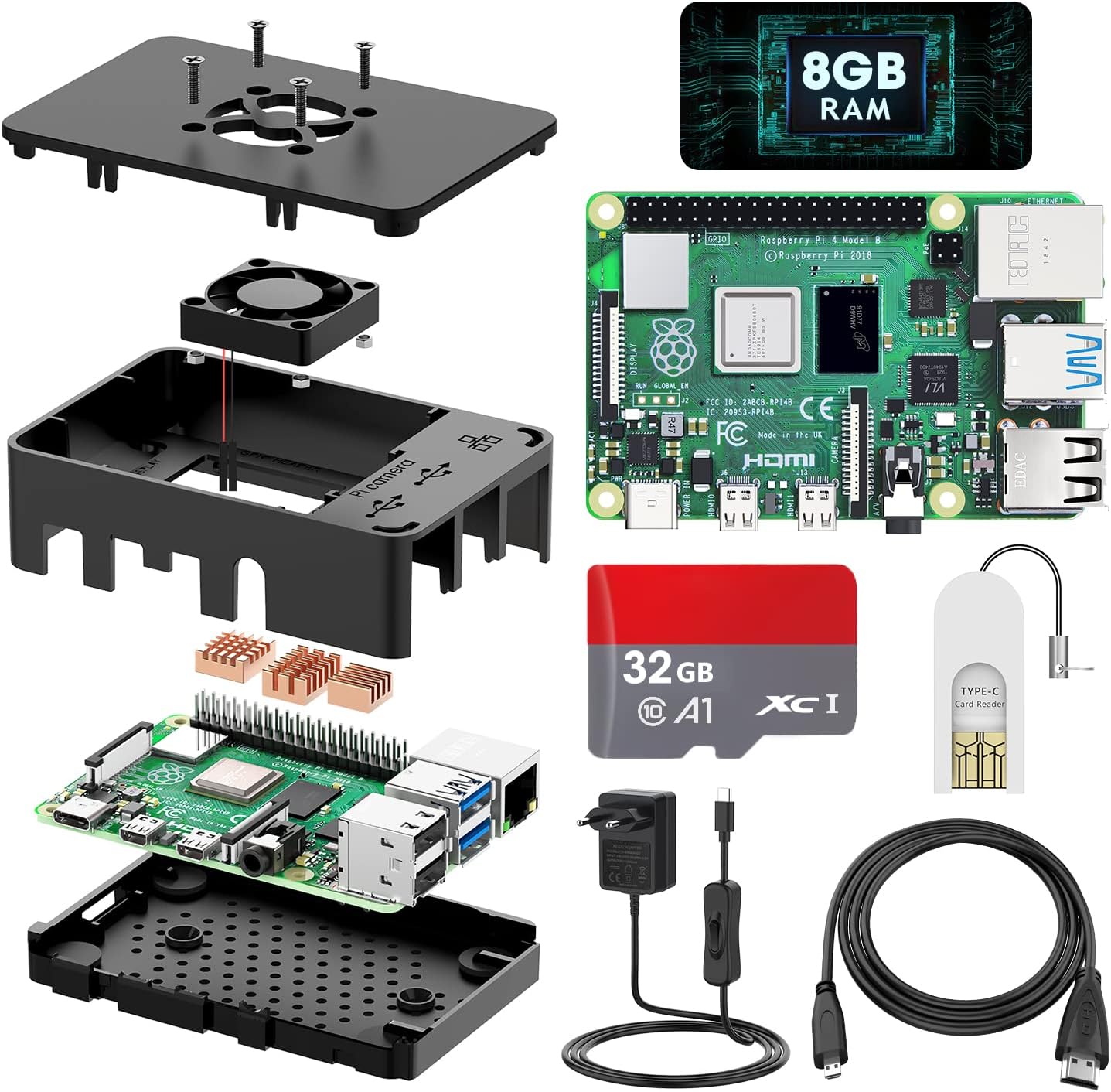 3-in-1-autokit fuer raspberry pi pi 4 3 modell b b — фото 3