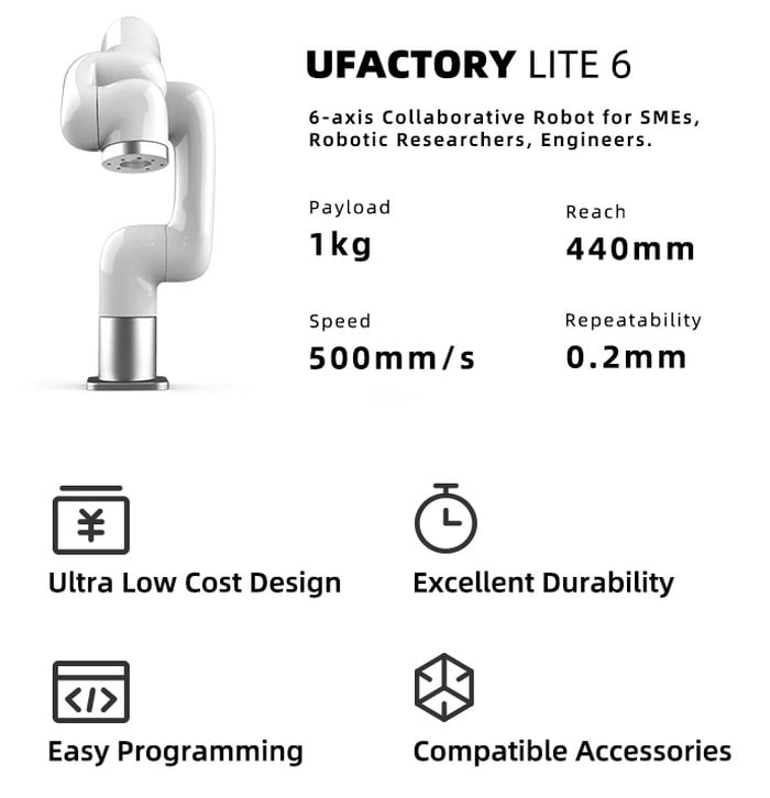 ufactory lite 6 roboterarm — фото 6