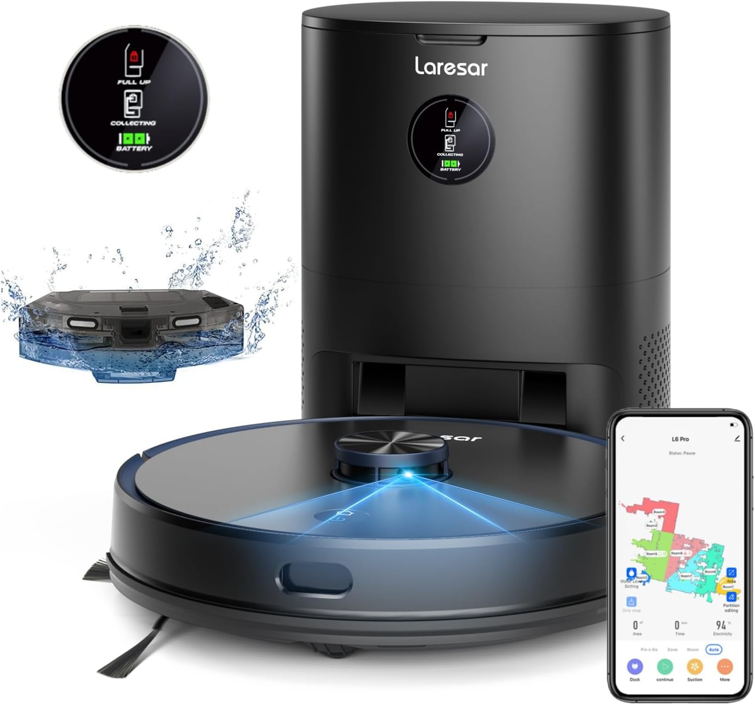 Laresar Saugroboter 4500Pa 3-in-1 Teppich-Booster 120 min beutellos HEPA-Filter — фото 2
