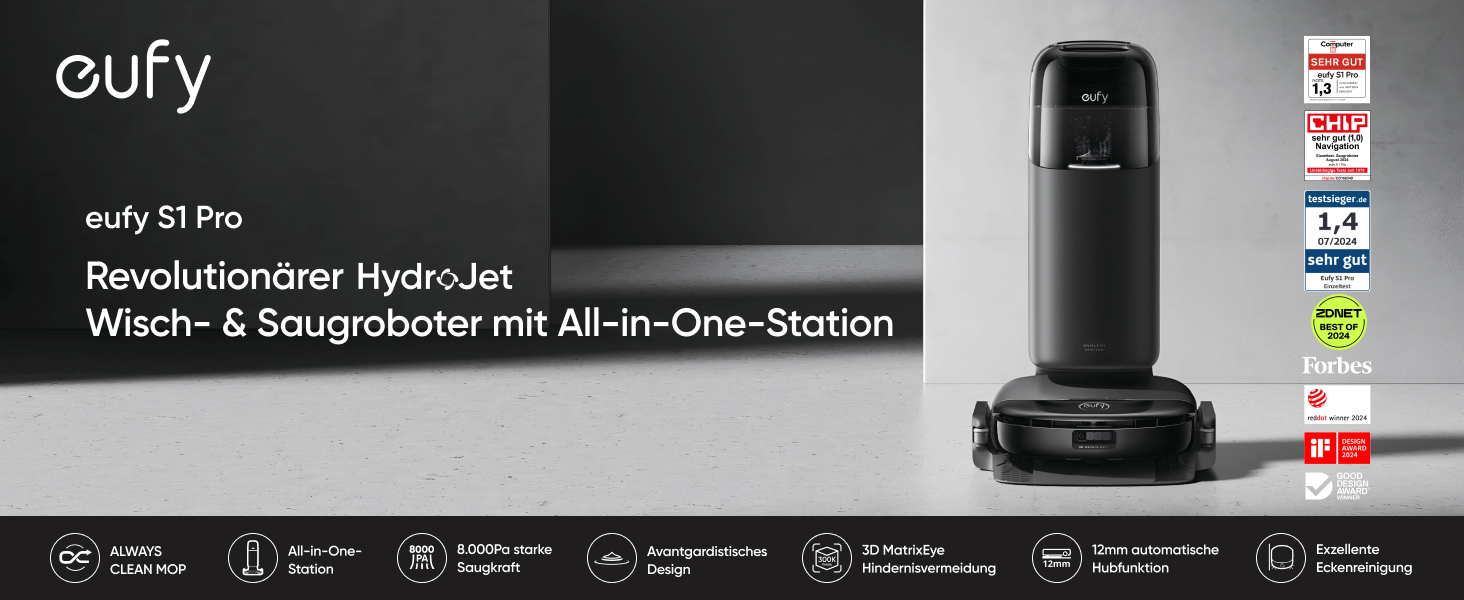 Eufy S1 HydroJet Saugroboter mit Wischfunktion Black — фото 3