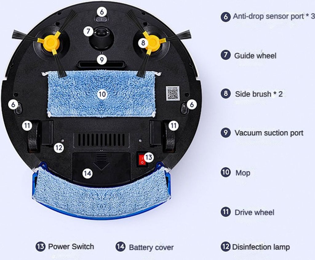 Aiorber Intelligenter Staubsaugerroboter mit Wassertank, Kehren, Saugen und Wischen in einem, sechs Reinigungsmodi für verschiedene Böden, Schwarz — фото 2