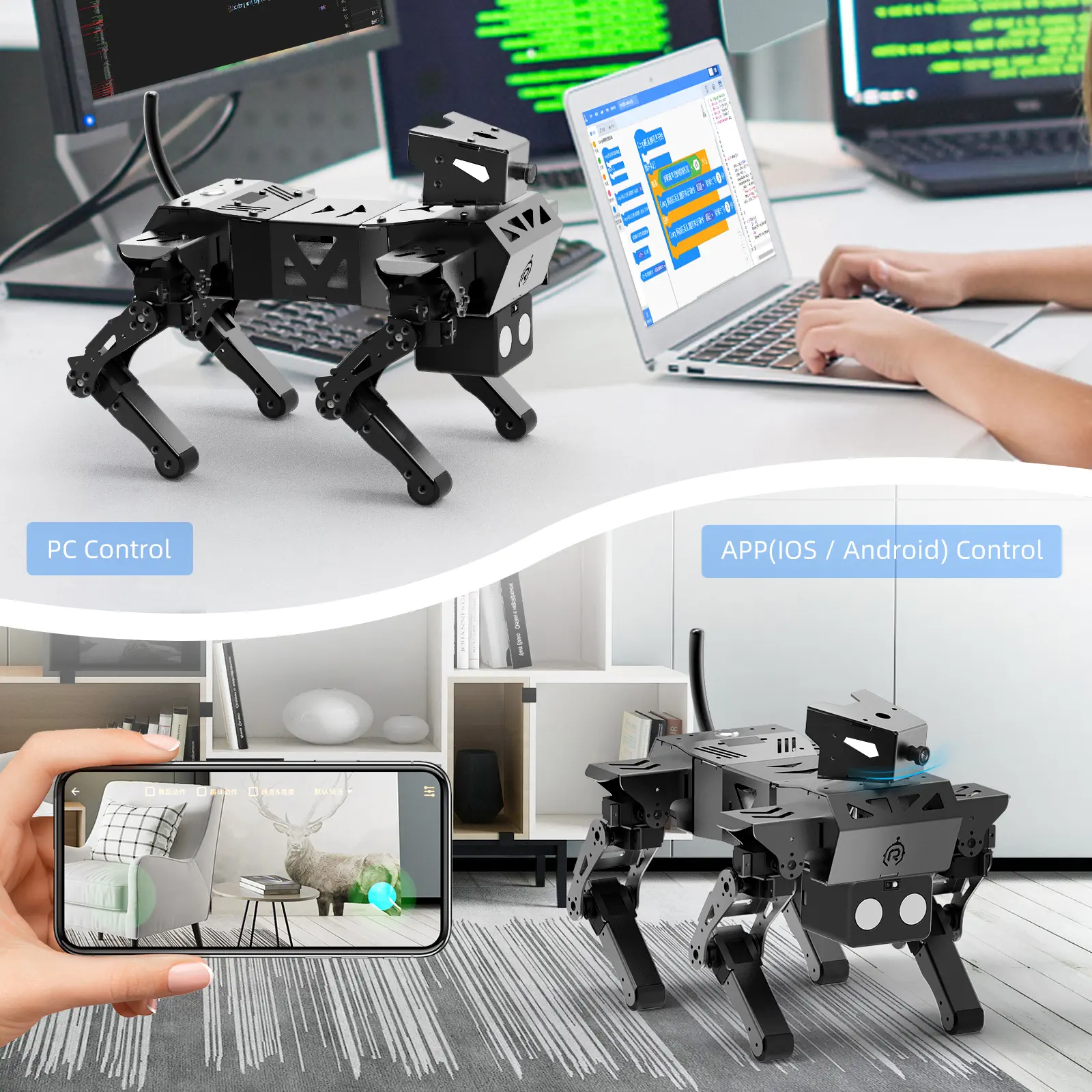Робот XiaoR GEEK 2.4G video wireless inspection 300M distance rc smart programmable robot tank car kits